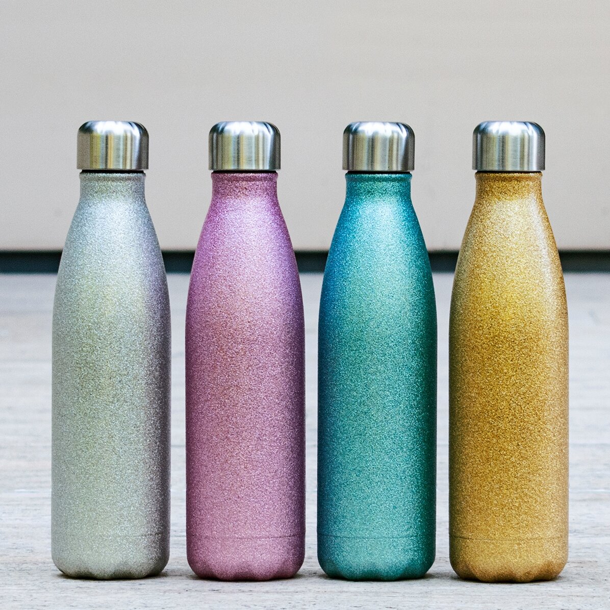 Thermos à paillettes personnalisé avec inscription - « Life is better at the beach »