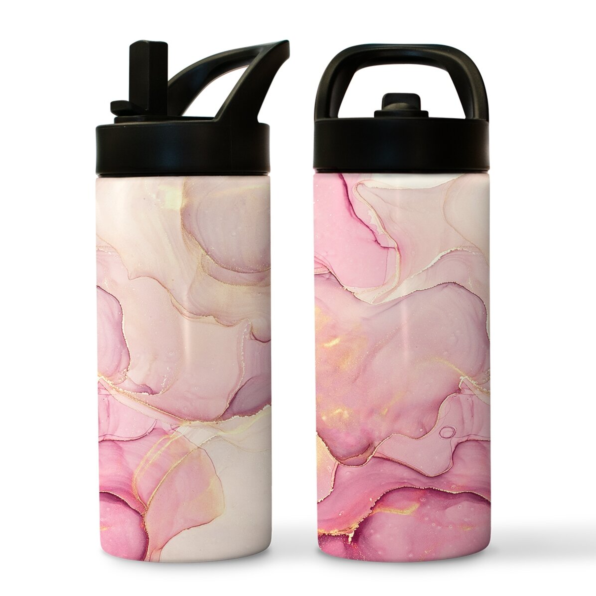 Thermos avec poignée et paille - collection Marble