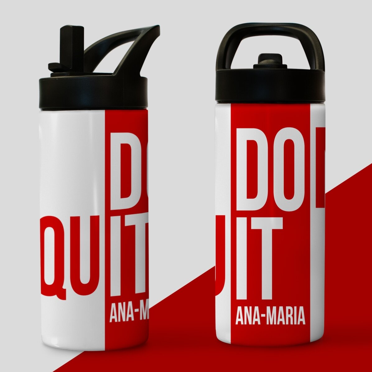 Thermos avec poignée et paille, personnalisé avec un nom - « Don