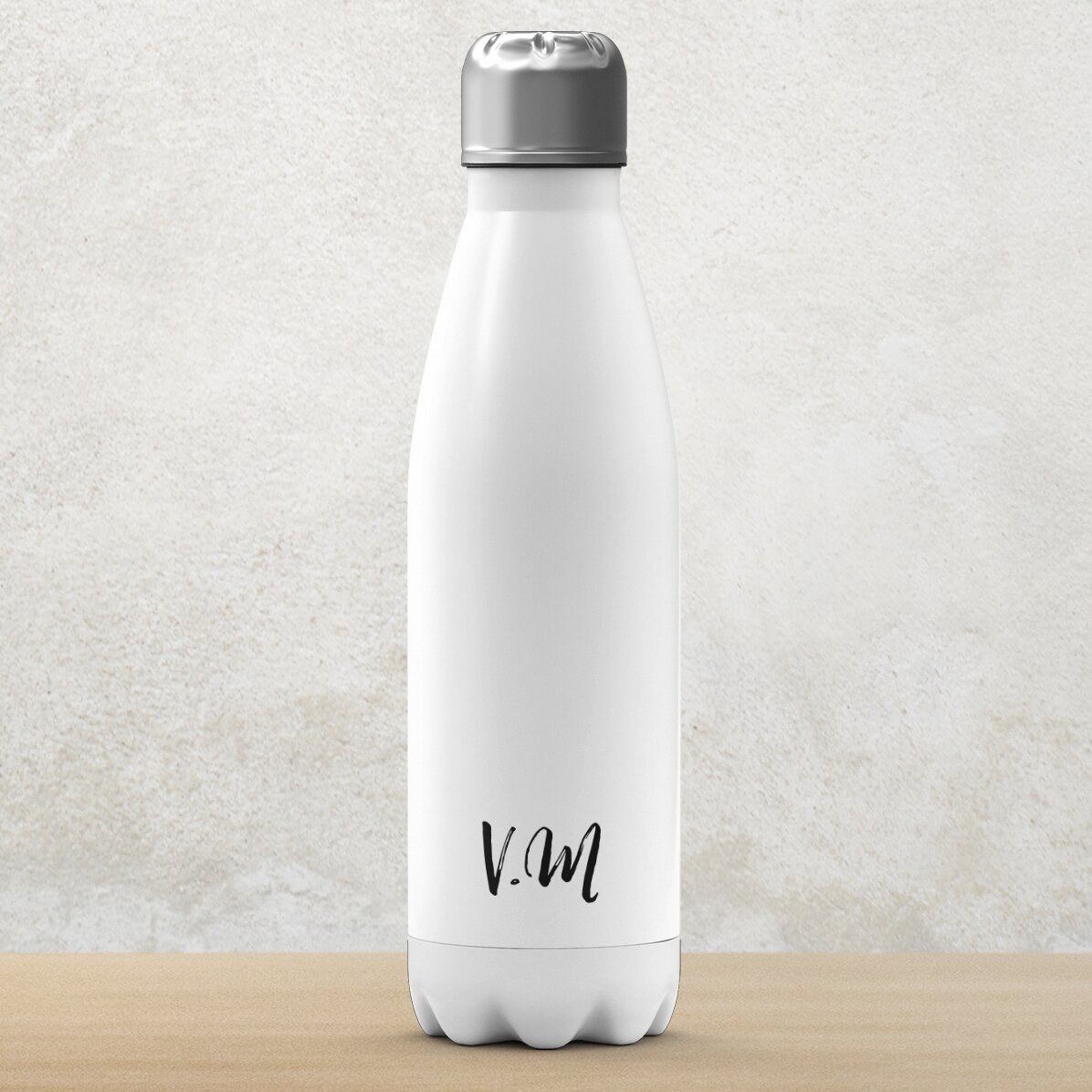 Thermos à base blanche personnalisé avec des initiales