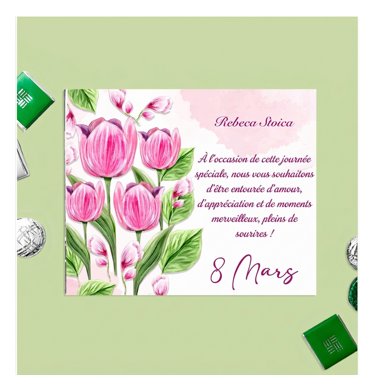 Boîtes de chocolats personnalisées pour le 8 mars
