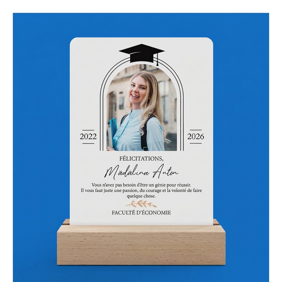 Lampe LED et cadres photo personnalisés pour la remise des diplômes