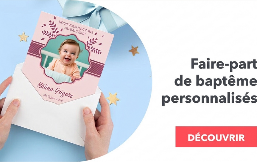 Invitations personnalisées pour un baptême