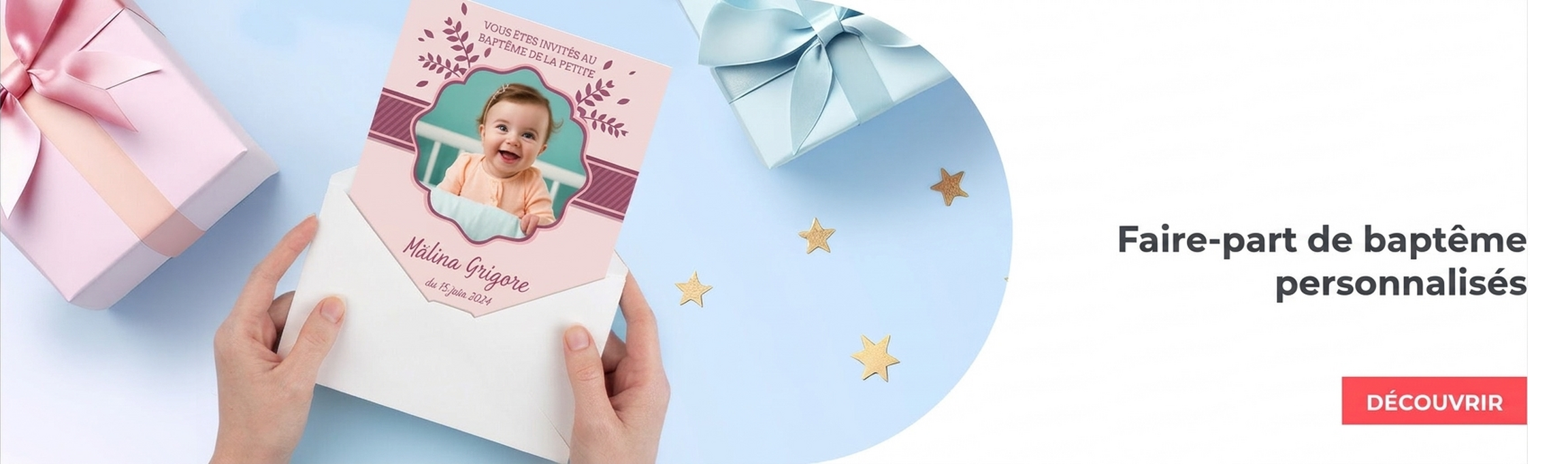 Invitations personnalisées pour un baptême