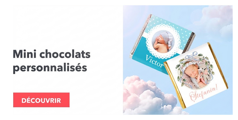 Mini-chocolats personnalisés pour un baptême