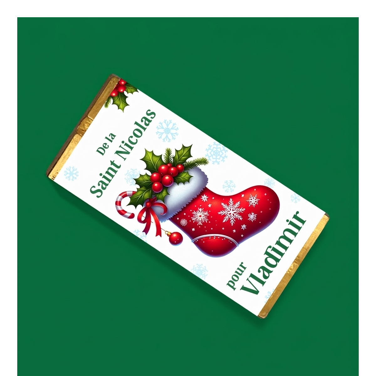 Mini-tablette de chocolat personnalisée par Saint Nicolas