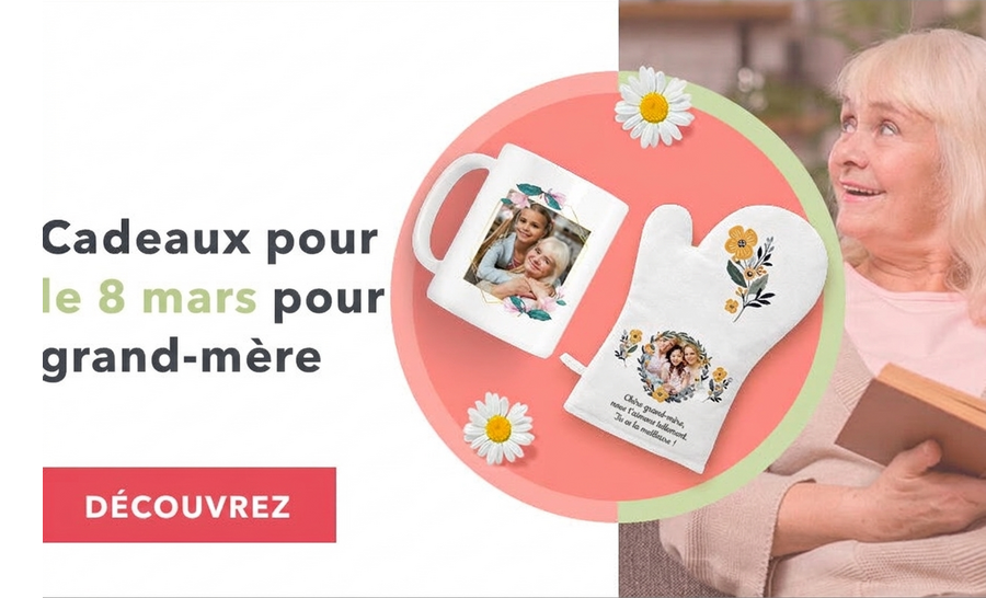 Cadeaux personnalisés pour le 8 mars destinés à la grand-mère