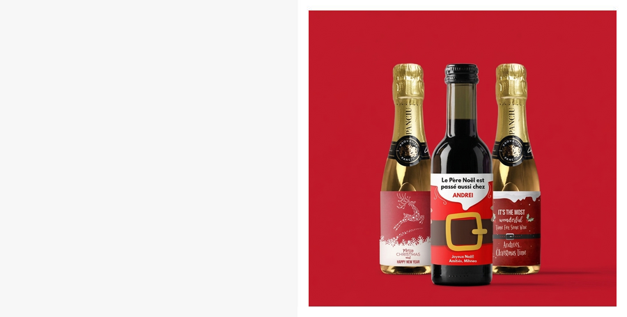 Mini-bouteilles personnalisées pour Noël