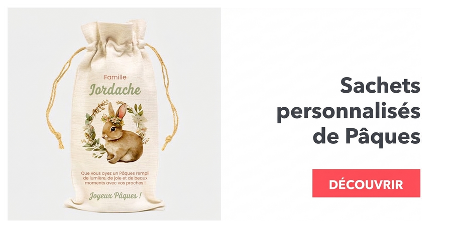 Sachets personnalisés pour les bouteilles de vin de Pâques