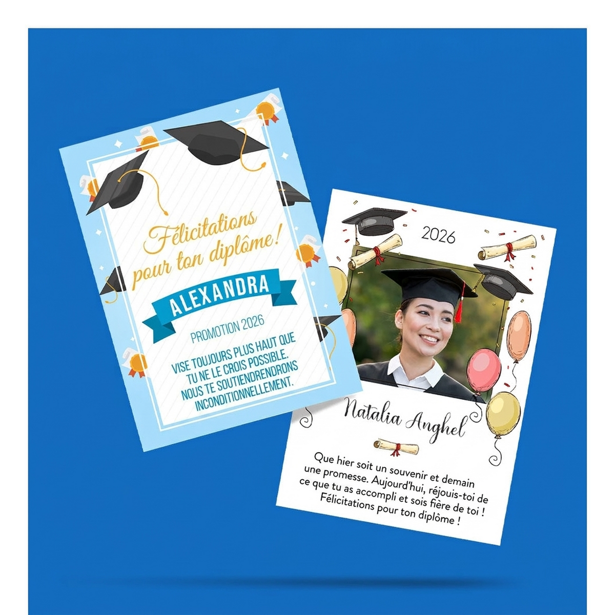 Félicitations, cartes et aimants pour la remise des diplômes