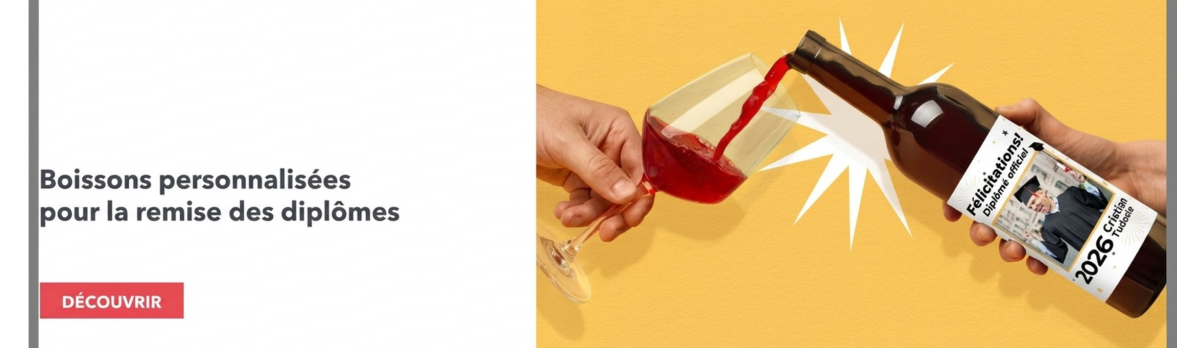 Boissons personnalisées pour la remise des diplômes