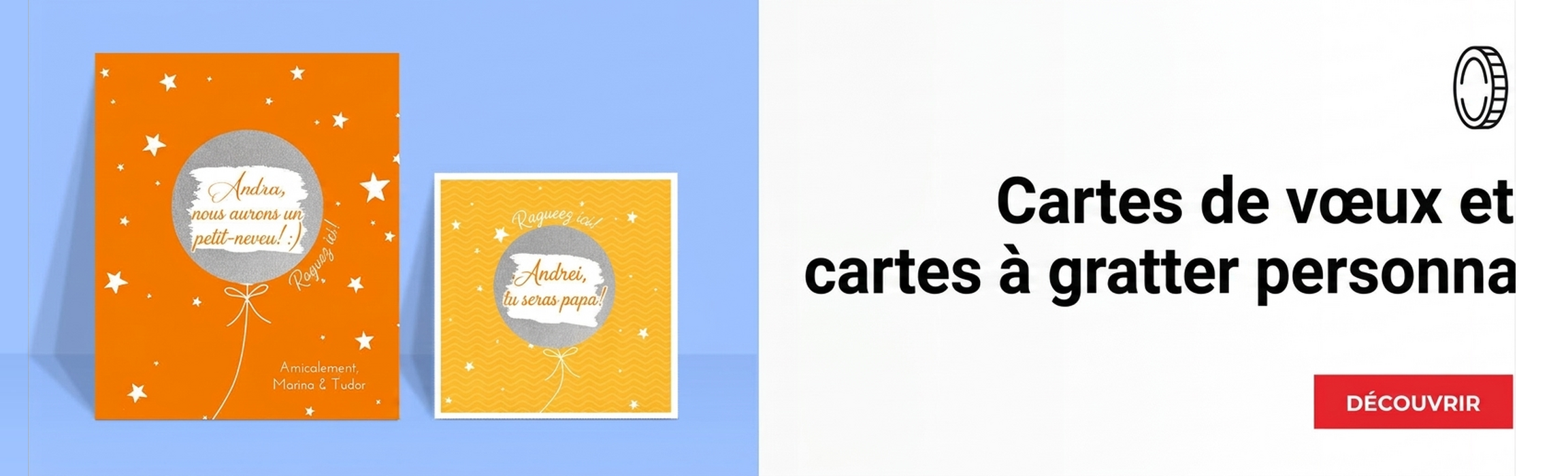 Cartes de vœux et cartes personnalisées à gratter