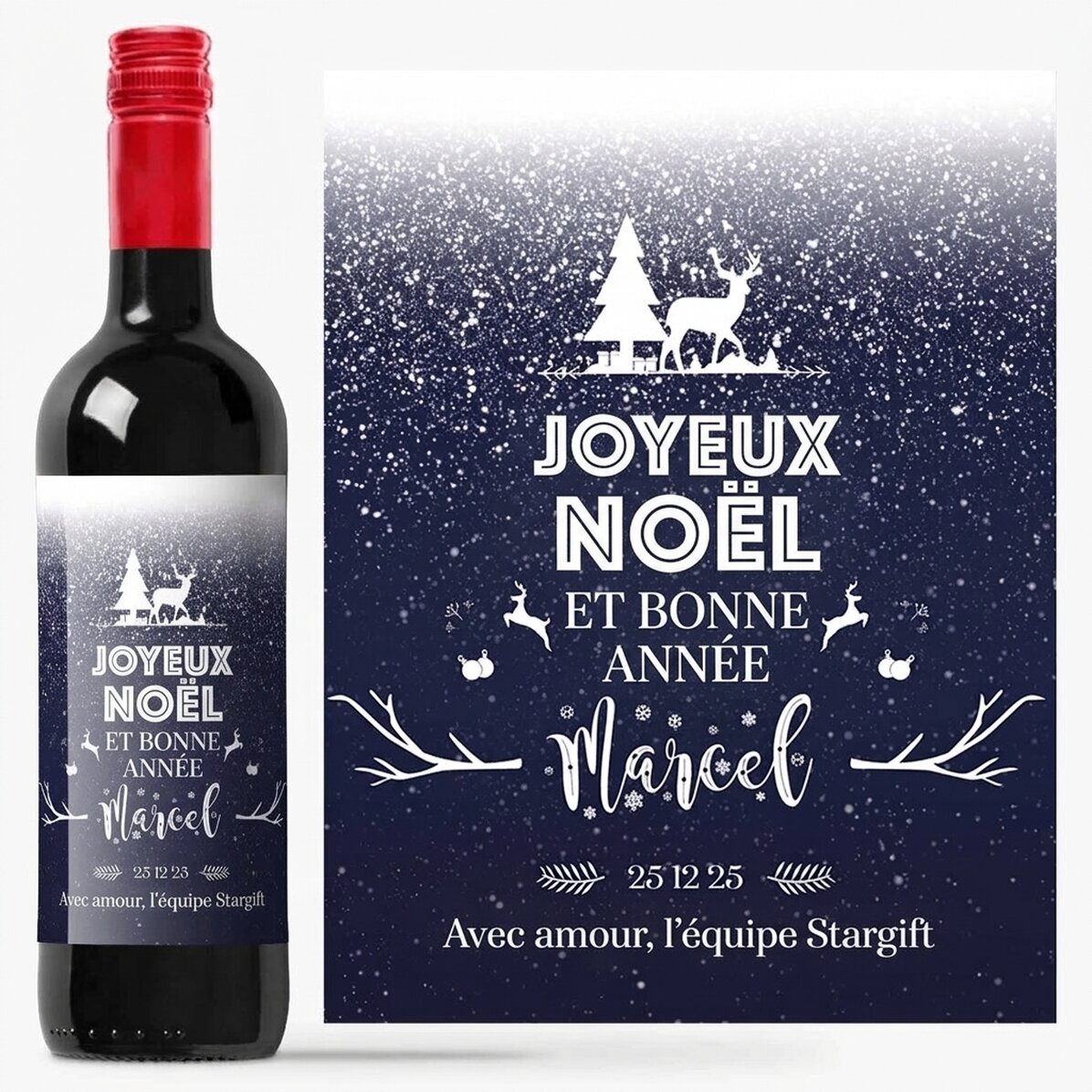 Vin personnalisé avec inscription - Snowing night
