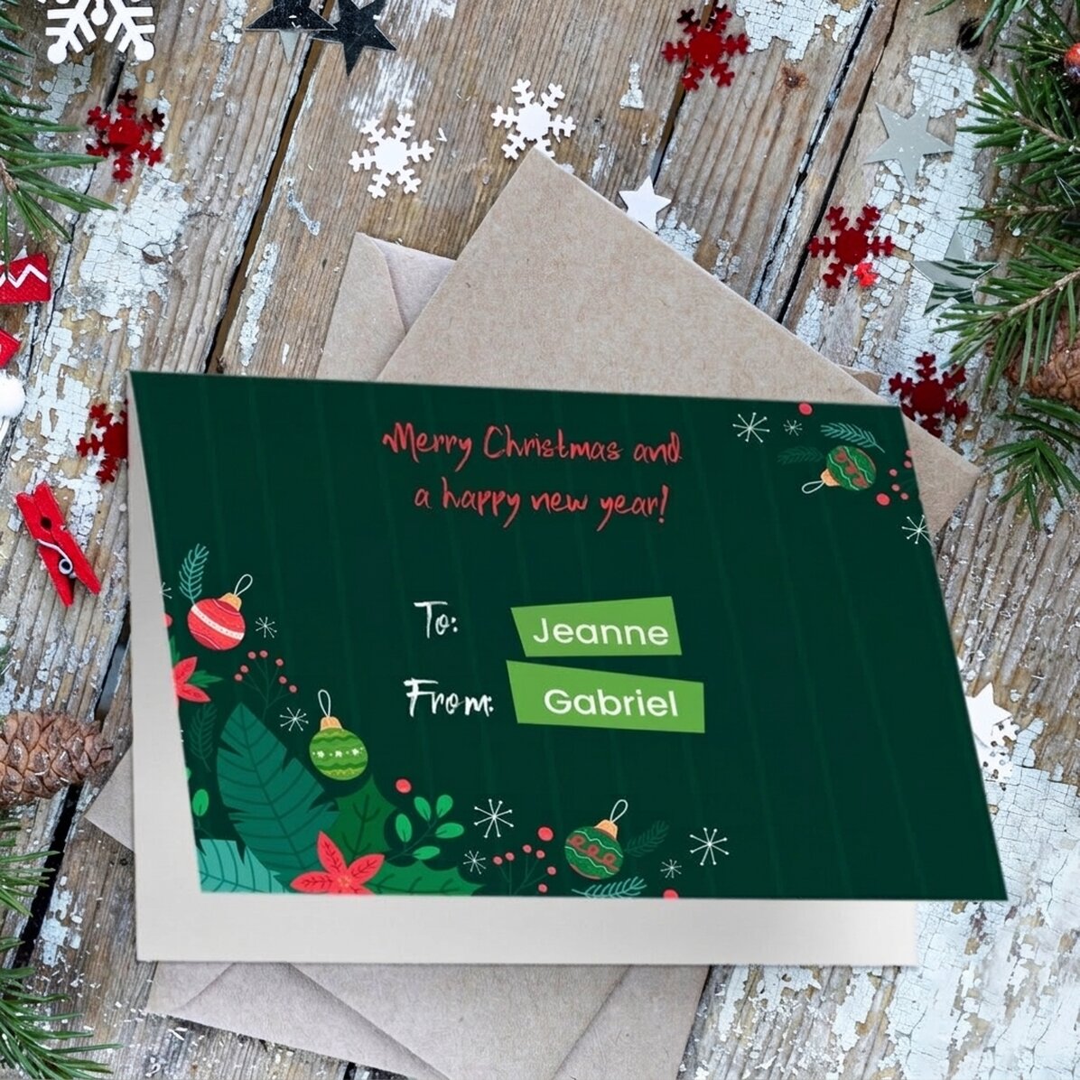 Carte de vœux personnalisée - Lettre de Noël