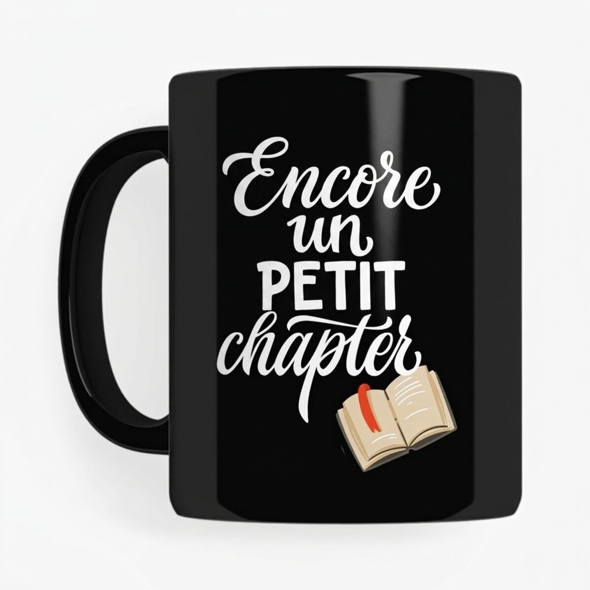 Tasse noire personnalisée avec un texte et ton nom - One more chapter