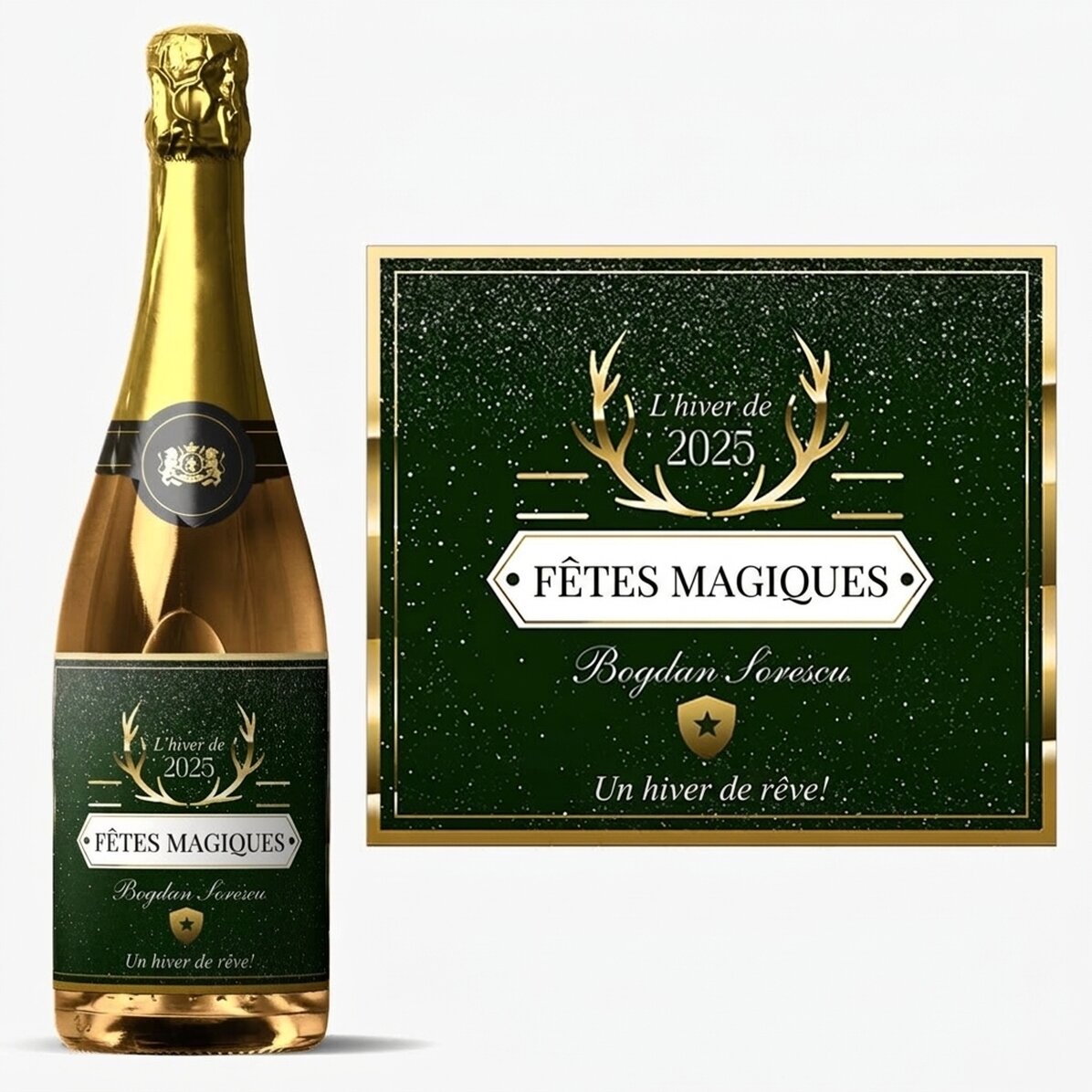 Vin mousseux personnalisé avec un message - Golden Antlers