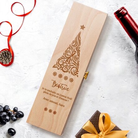 Caisse de vin personnalisée avec un message - Vœux de Noël