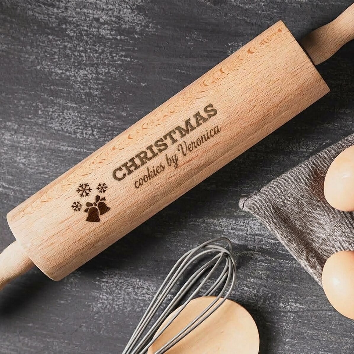 Rouleau à pâtisserie en bois personnalisé - Cookies by...