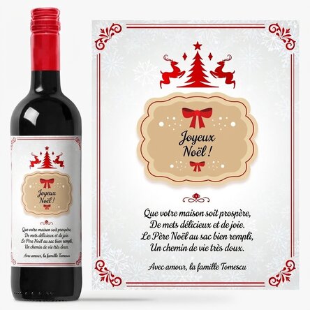 Vin personnalisé avec un message - Vœux de Noël