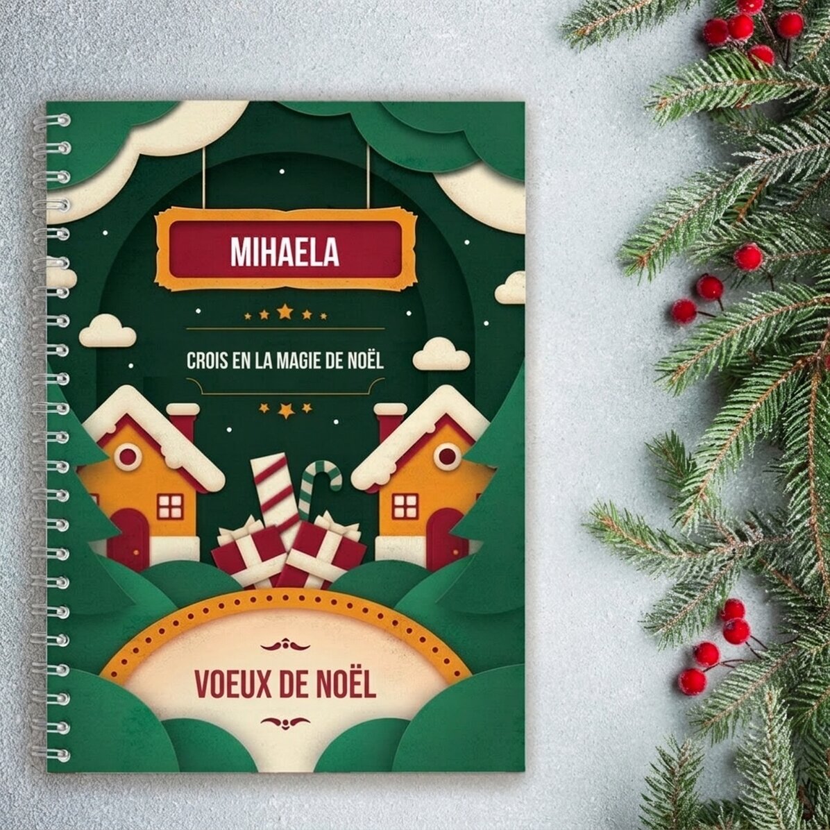 Carnet personnalisé avec inscription - La magie de Noël