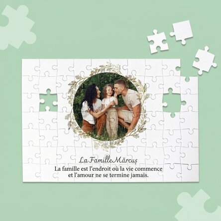 Puzzle personnalisé avec une photo et un texte, 28 x 19 cm - Famille