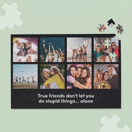 Puzzle personnalisé avec 8 photos et un texte, 36 x 24 cm
