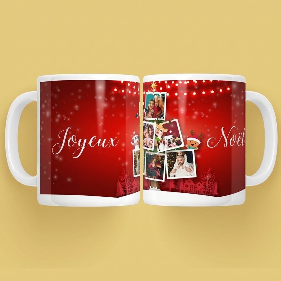 Tasse personnalisée avec 5 photos - Les amis du Père Noël