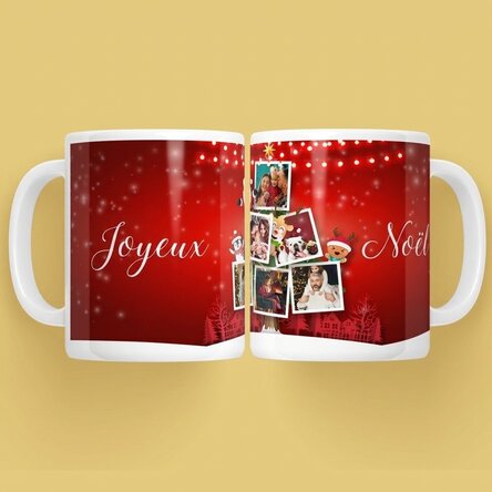 Tasse personnalisée avec 5 photos - Les amis du Père Noël