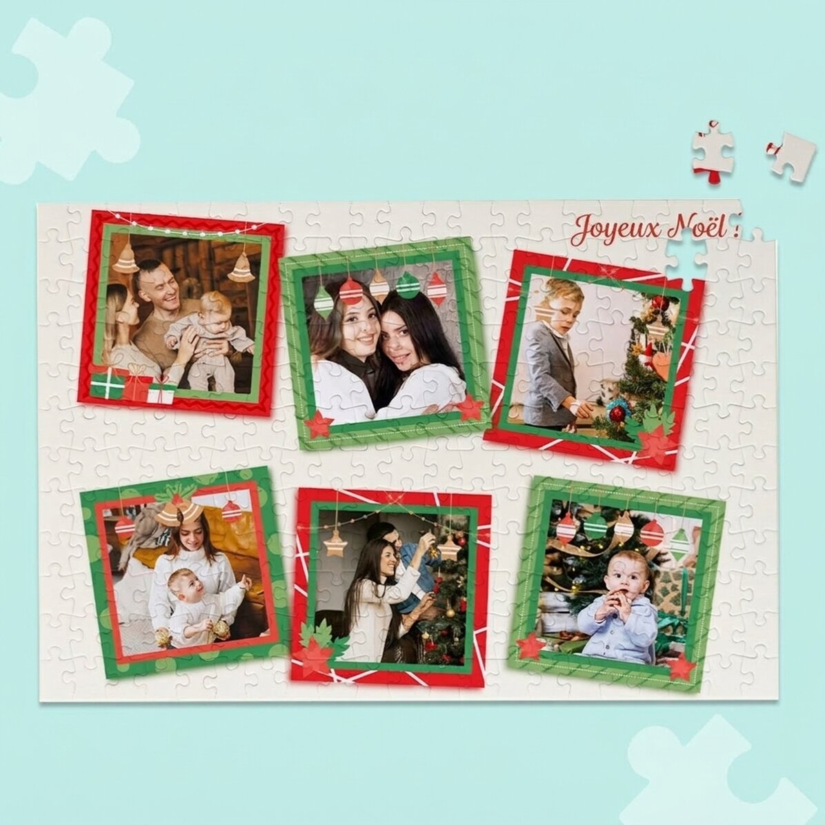 Puzzle personnalisé avec 6 photos, 40 x 28,5 cm - Souvenirs de Noël