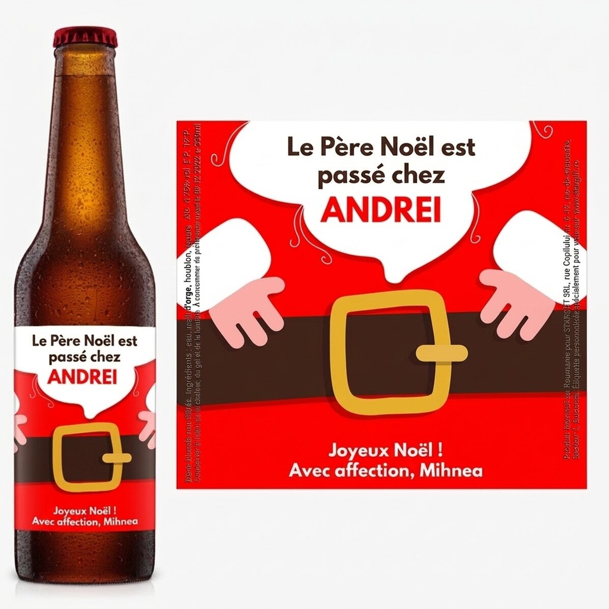 Bière personnalisée avec un message - Le Père Noël est arrivé