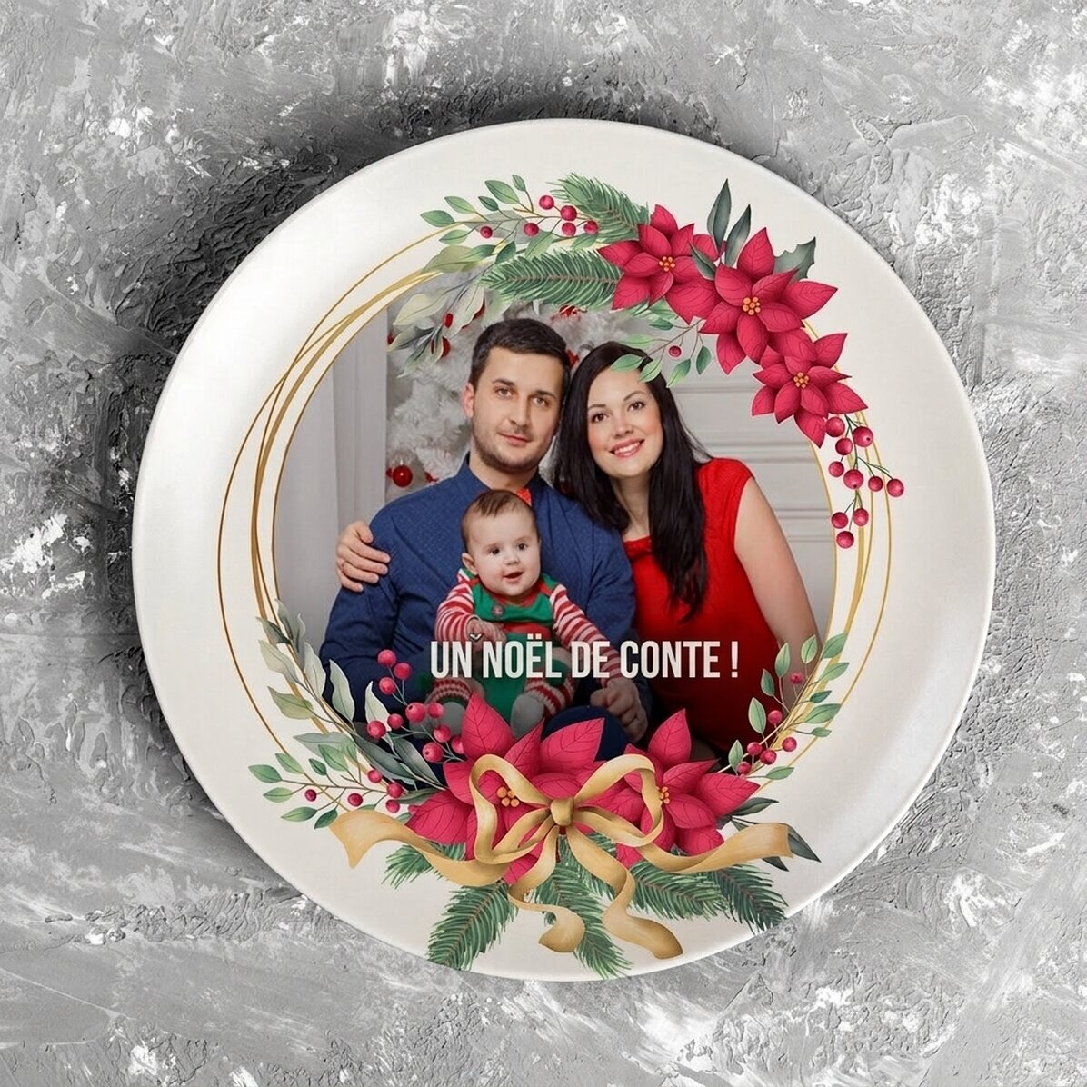 Assiette personnalisée avec une photo et un texte - Noël