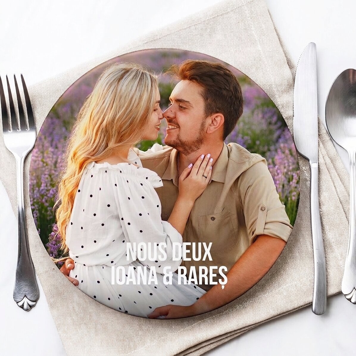 Assiette personnalisée avec une photo et un texte - Nous deux