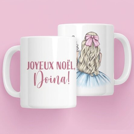 Tasse personnalisée avec prénom - Christmas Princess Blue