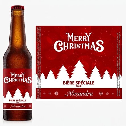 Bière personnalisée avec le texte « Merry Christmas »