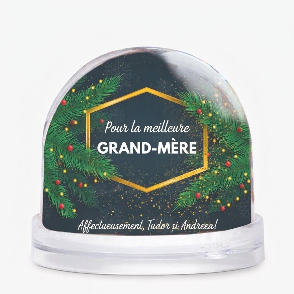 Boule de Noël de bureau personnalisée avec photo et texte - La magie de Noël