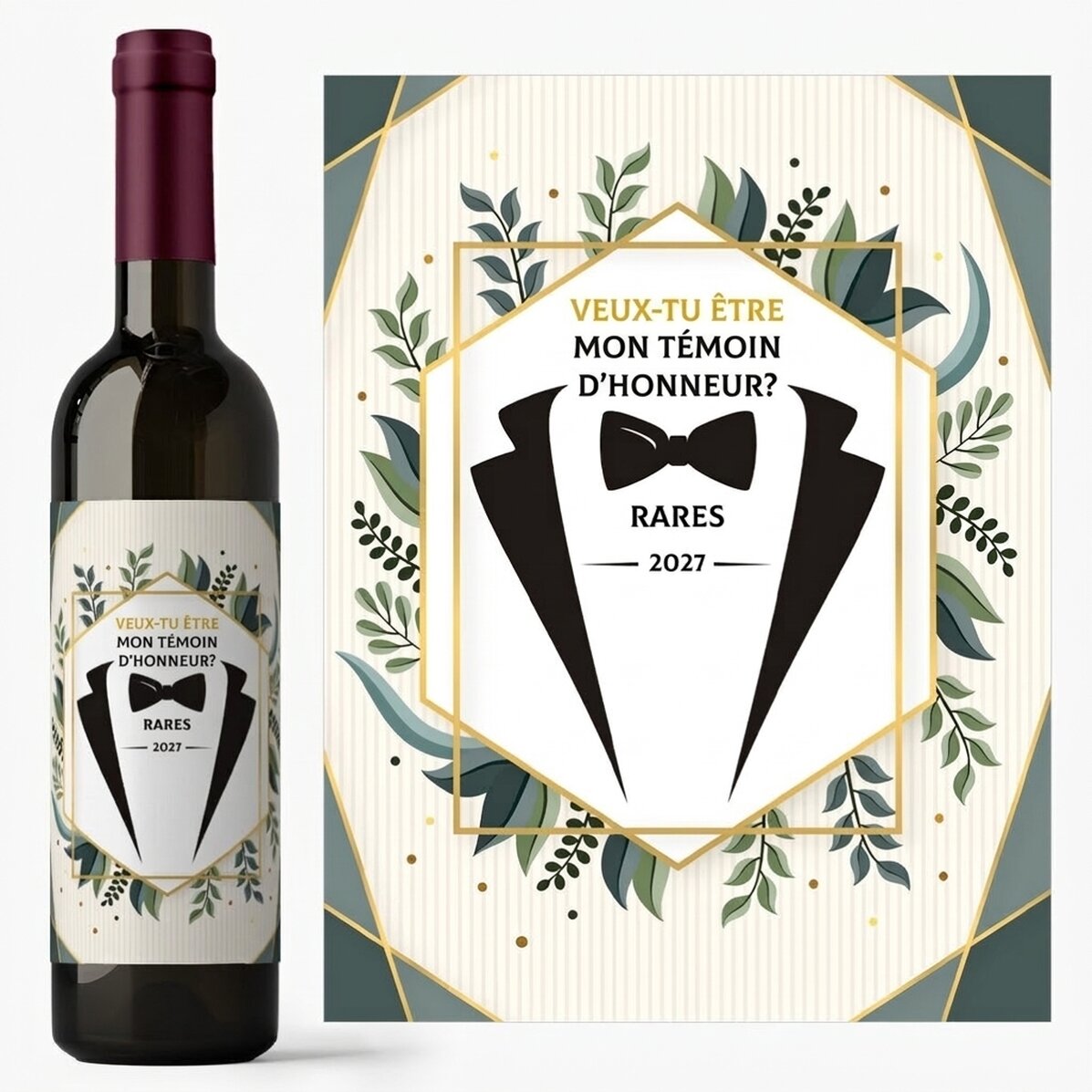 Vin personnalisé avec inscription - « Will you be my groomsman ? »