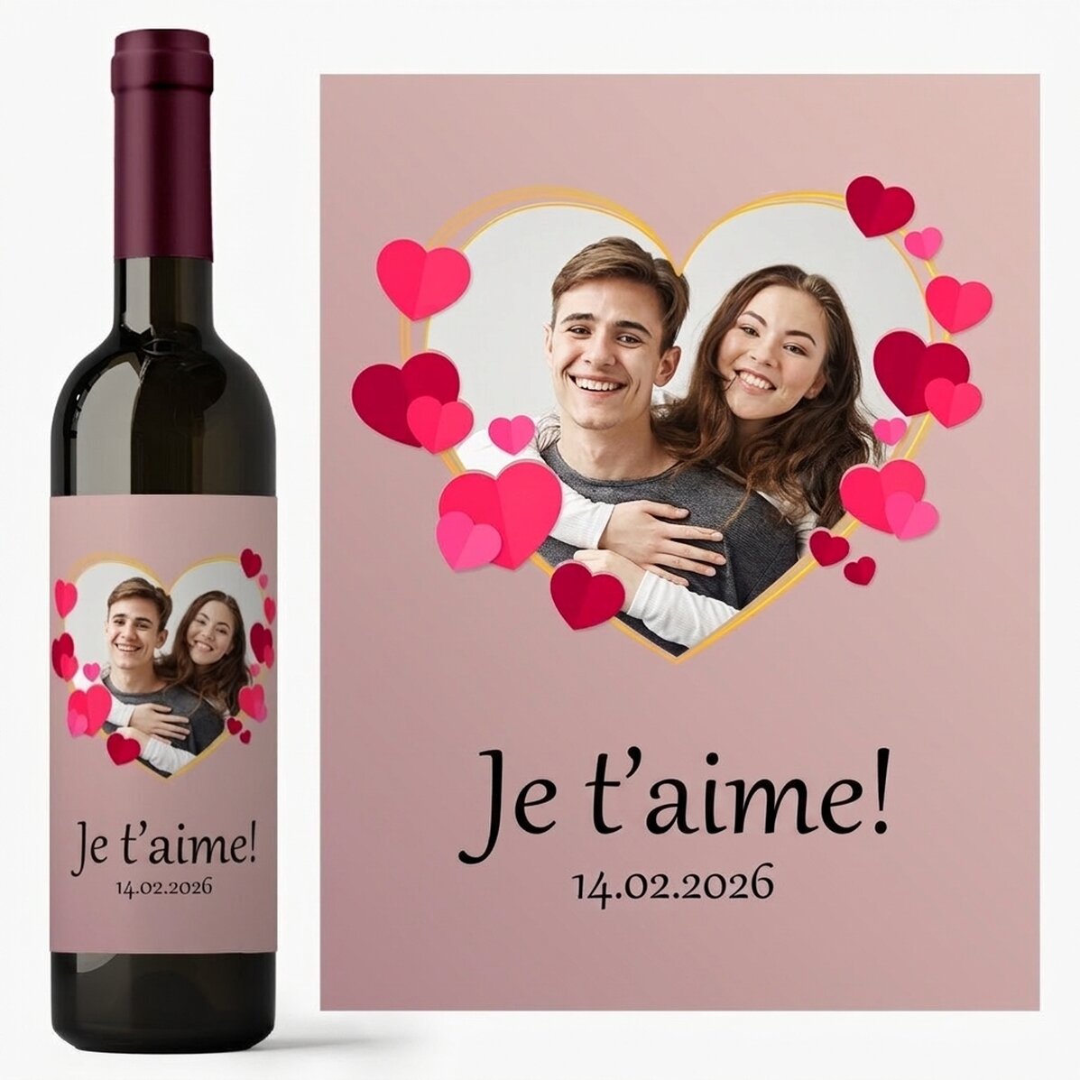 Vin personnalisé avec texte et photo - In love