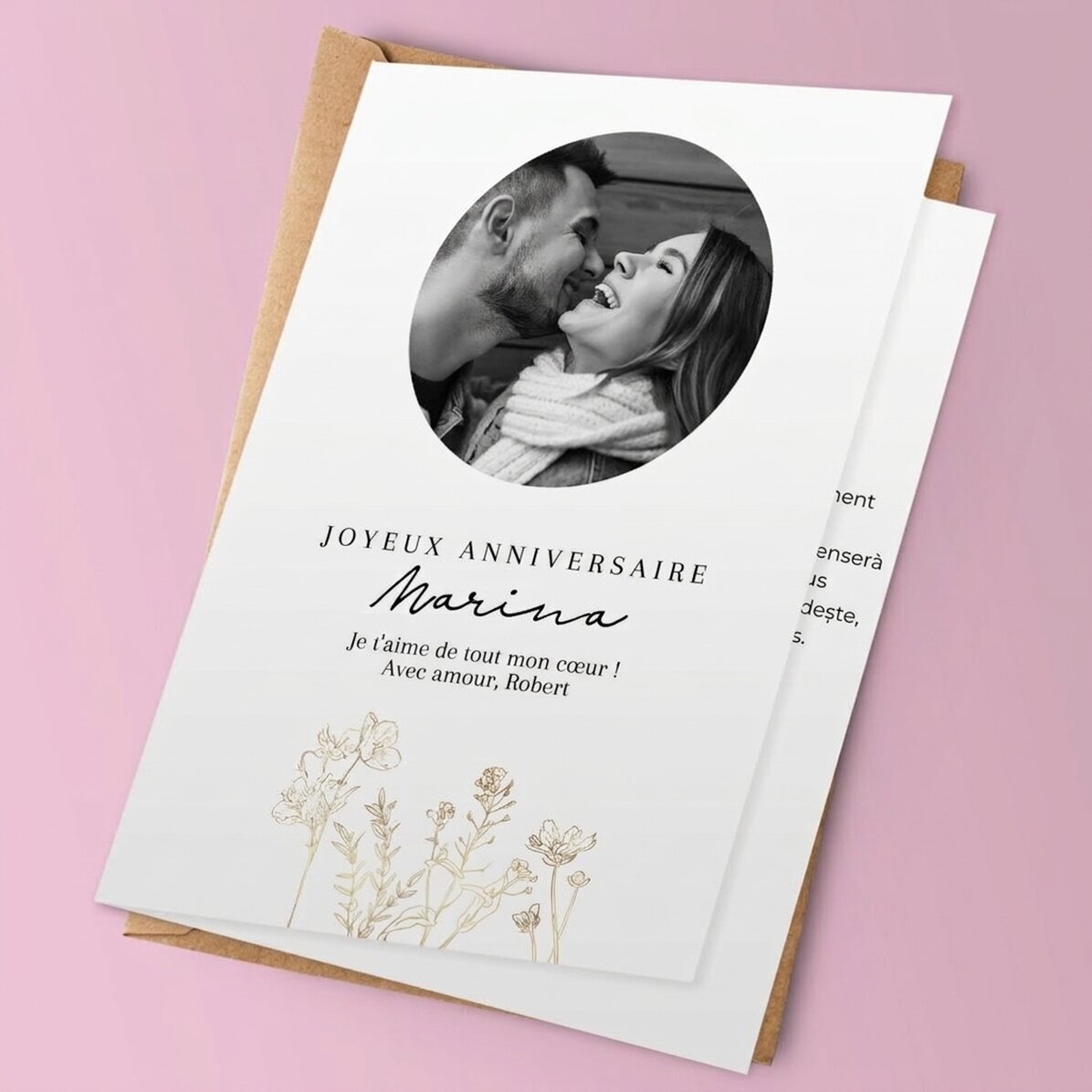 Carte de vœux personnalisée avec photo et texte - Élégance