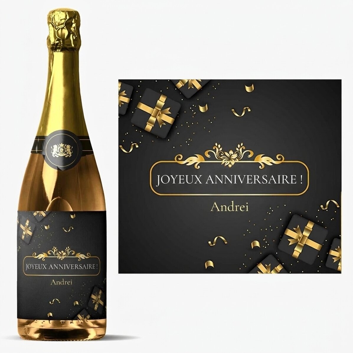 Vin mousseux personnalisé avec un message - Joyeux anniversaire
