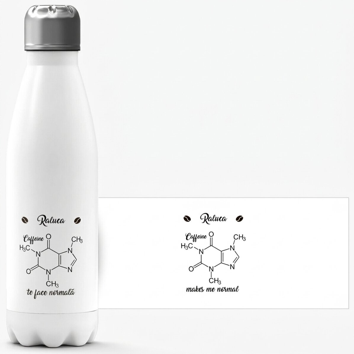Thermos à base blanche personnalisé avec un prénom - Chemistry