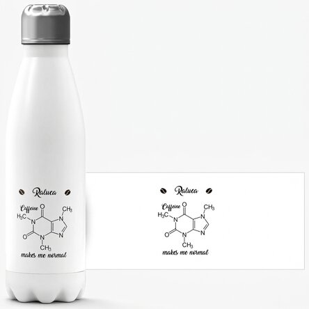 Thermos à base blanche personnalisé avec un prénom - Chemistry