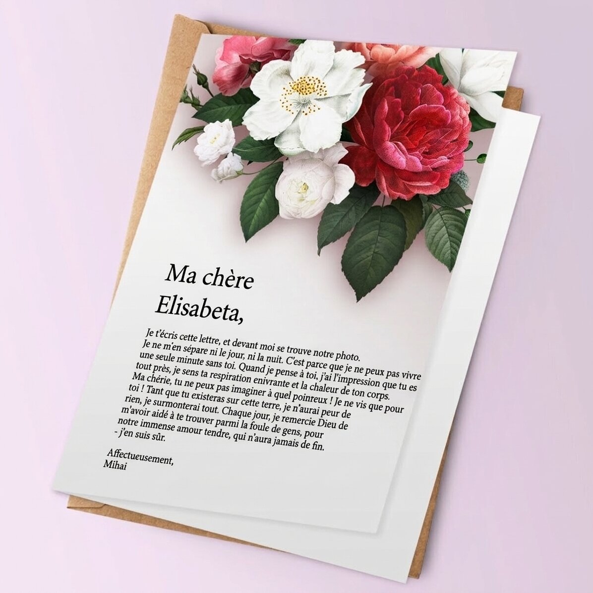 Carte de vœux personnalisée avec texte - Lettre d