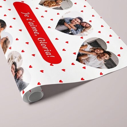 Papier d'emballage cadeau personnalisé avec 6 photos et un message