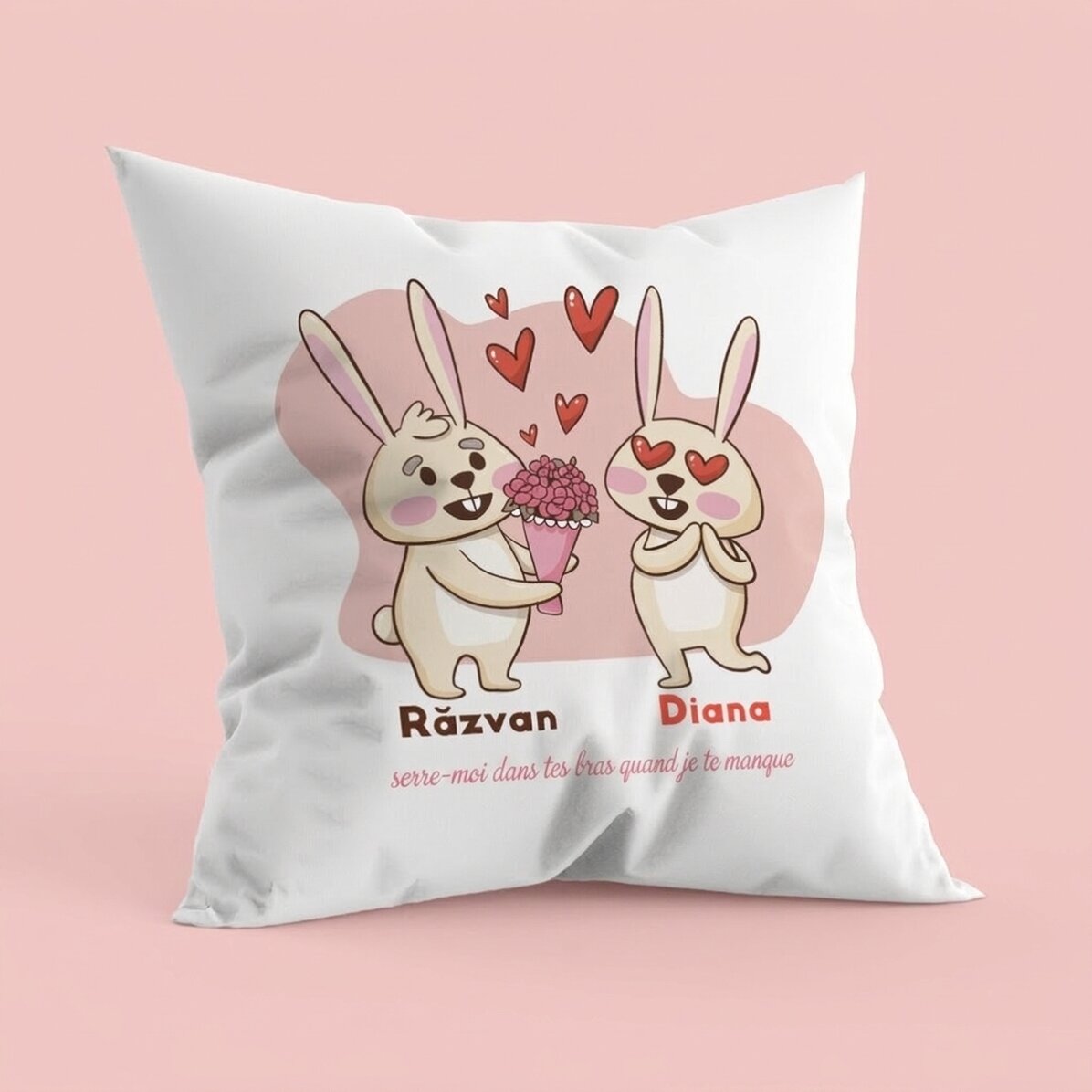 Coussin personnalisé avec inscription - « Prends-moi dans tes bras »