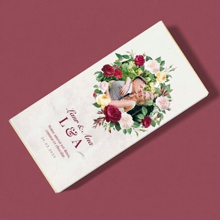 Chocolat personnalisé avec un texte et une photo - Fleurs vintage