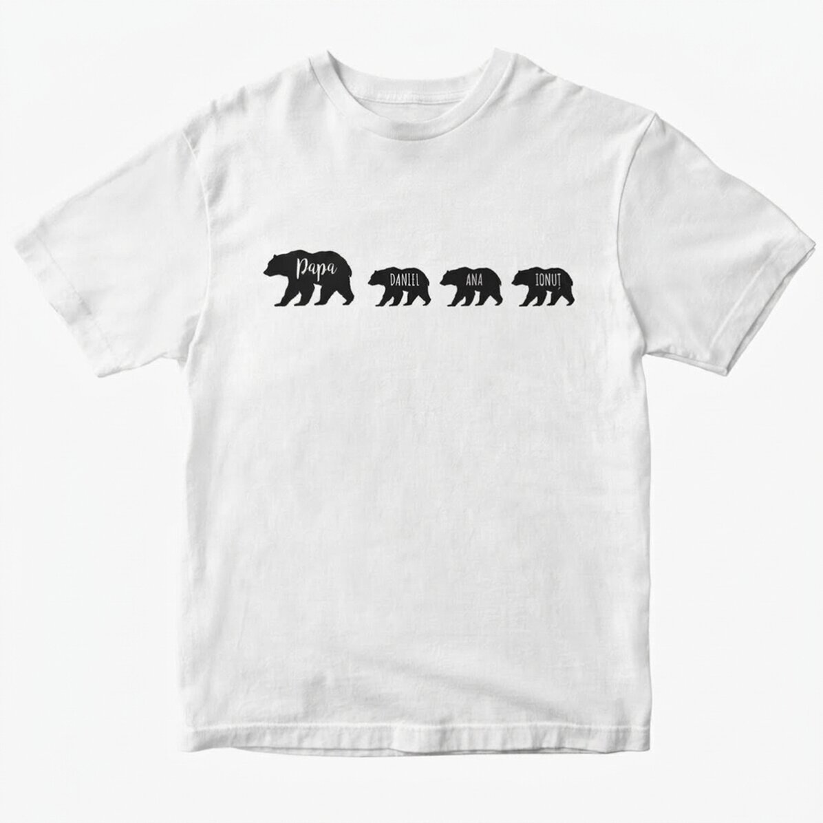 T-shirt personnalisé avec inscription - Un ours et ses trois petits