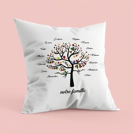 Coussin personnalisé avec inscription - Notre famille