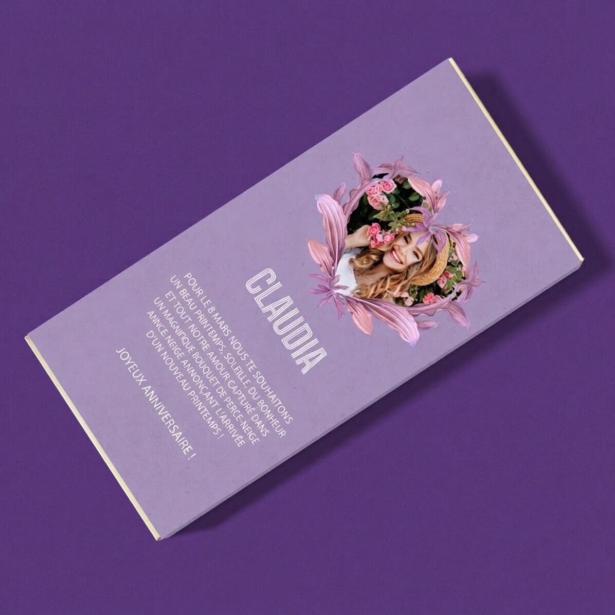 Chocolat personnalisé avec texte et photo - Belle printemps