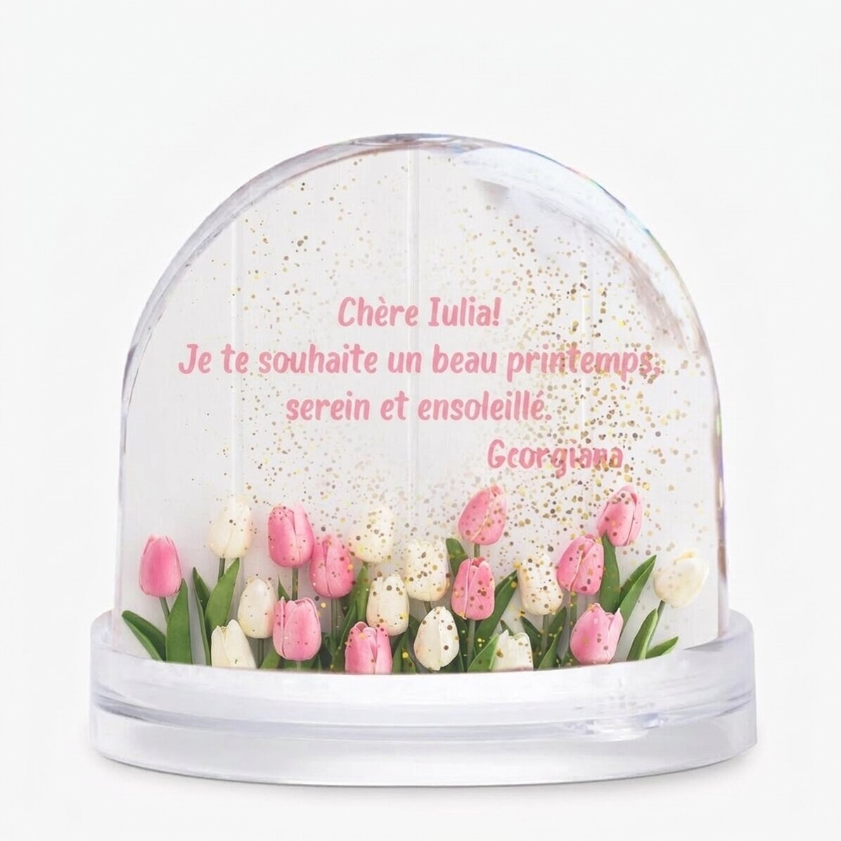 Globe de bureau personnalisé avec photo et texte - Un merveilleux printemps !