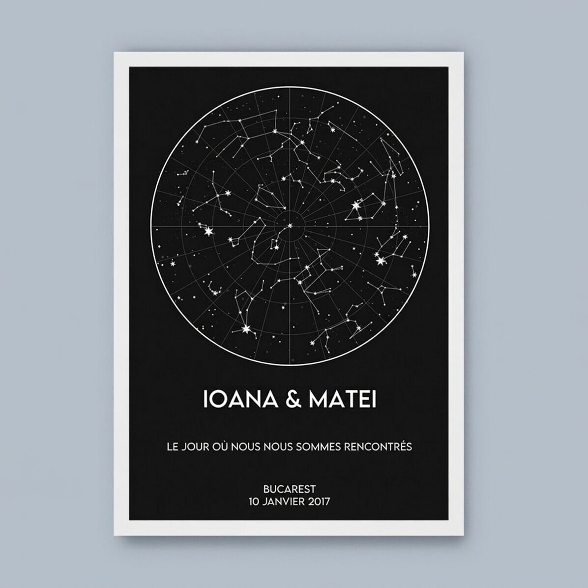 Tableau personnalisé avec texte - Carte des étoiles